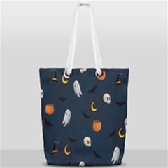 Halloween Ghost Pumpkin Bat Skull Full Print Rope Handle Tote (small) by artworkshop