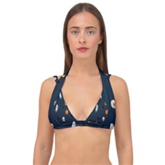 Halloween Ghost Pumpkin Bat Skull Double Strap Halter Bikini Top by artworkshop