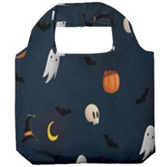 Halloween Ghost Pumpkin Bat Skull Foldable Grocery Recycle Bag by artworkshop