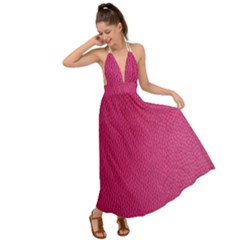 Pink Leather Leather Texture Skin Texture Backless Maxi Beach Dress by artworkshop