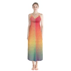 Colorful Rainbow Button Up Chiffon Maxi Dress by artworkshop