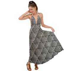 Grid Wire Mesh Stainless Rods Metal Backless Maxi Beach Dress by artworkshop