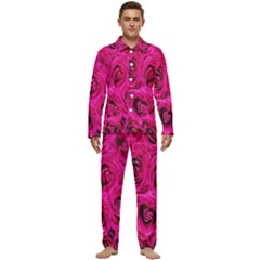 Pink Flowers Roses Men s Long Sleeve Velvet Pocket Pajamas Set by artworkshop