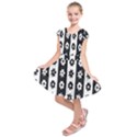 Black-and-white-flower-pattern-by-zebra-stripes-seamless-floral-for-printing-wall-textile-free-vecto Kids  Short Sleeve Dress View1