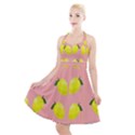 Yellow lemons on pink Halter Party Swing Dress  View1