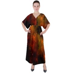 Space Science V-neck Boho Style Maxi Dress by artworkshop