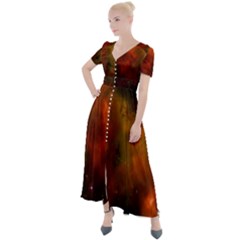 Space Science Button Up Short Sleeve Maxi Dress by artworkshop