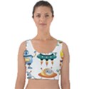 Vector-set-funny-robots-cartoon Velvet Crop Top View1