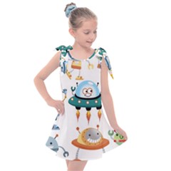 Vector-set-funny-robots-cartoon Kids  Tie Up Tunic Dress by Jancukart