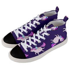 Fantasy-fat-unicorn-horse-pattern-fabric-design Men s Mid-top Canvas Sneakers by Jancukart