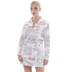 I Love London Drawing Women s Long Sleeve Casual Dress by Jancukart