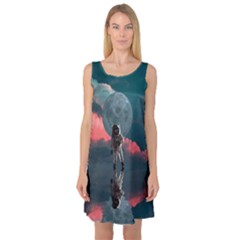 Astronaut-moon-space-nasa-planet Sleeveless Satin Nightdress by Jancukart