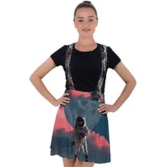 Astronaut-moon-space-nasa-planet Velvet Suspender Skater Skirt by Jancukart