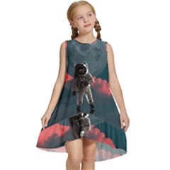 Astronaut-moon-space-nasa-planet Kids  Frill Swing Dress by Jancukart