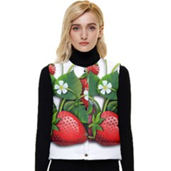 Strawberries-fruits-fruit-red Women s Short Button Up Puffer Vest by Jancukart