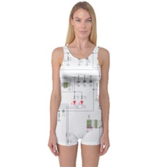 Circuits-electronics-atmel One Piece Boyleg Swimsuit by Jancukart