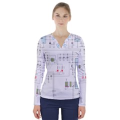 Circuits-electronics-atmel V-neck Long Sleeve Top by Jancukart