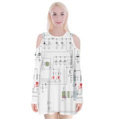 Circuits-electronics-atmel Velvet Long Sleeve Shoulder Cutout Dress by Jancukart