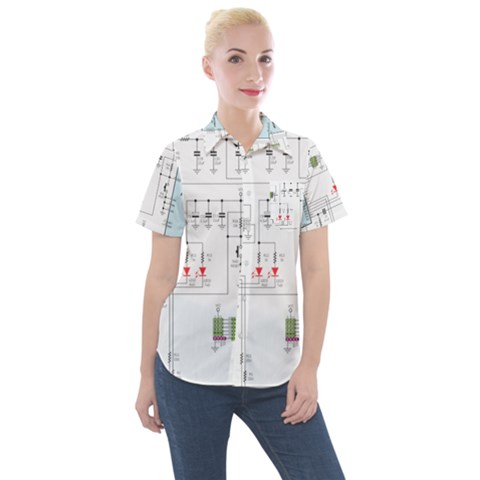 Circuits-electronics-atmel Women s Short Sleeve Pocket Shirt by Jancukart