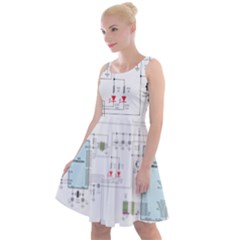 Circuits-electronics-atmel Knee Length Skater Dress by Jancukart