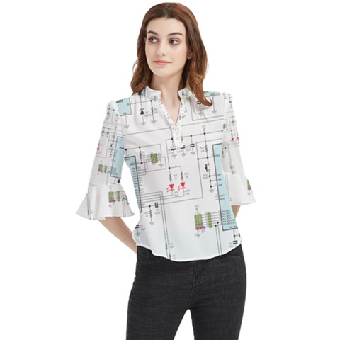 Circuits-electronics-atmel Loose Horn Sleeve Chiffon Blouse by Jancukart