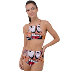 Brain Cartoon Animation High Waist Tankini Set by Jancukart