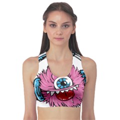 Monster-headphones-headset-listen Sports Bra by Jancukart