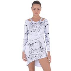 Astronaut-moon-space-astronomy Asymmetric Cut-out Shift Dress by Jancukart