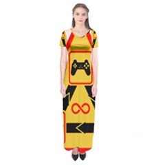 Gamer-geek-video-game-sign-fan Short Sleeve Maxi Dress by Jancukart