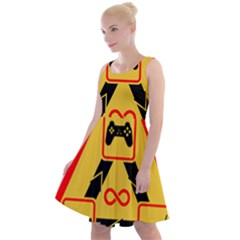 Gamer-geek-video-game-sign-fan Knee Length Skater Dress by Jancukart