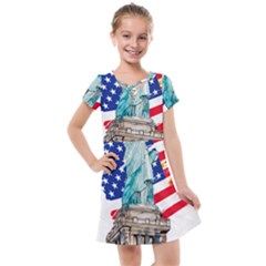 Statue Of Liberty Independence Day Poster Art Kids  Cross Web Dress by Jancukart