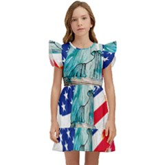 Statue Of Liberty Independence Day Poster Art Kids  Winged Sleeve Dress by Jancukart