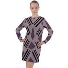 Abstract Pattern Geometric Backgrounds   Long Sleeve Hoodie Dress by Eskimos