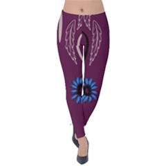 Folk Flowers Print Floral Pattern Ethnic Art Velvet Leggings by Eskimos