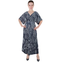 Internet Planet Drinks V-neck Boho Style Maxi Dress by artworkshop