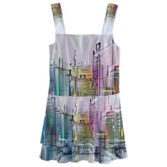 Drawing-watercolor-painting-city Kids  Layered Skirt Swimsuit by Jancukart