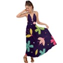 Colorful Floral Backless Maxi Beach Dress View1