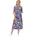 Splodge Bow Sleeve Chiffon Midi Dress View1