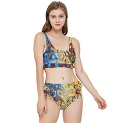 Colorful Structure Frilly Bikini Set by artworkshop