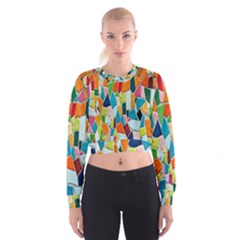 Mosaic Tiles Cropped Sweatshirt by artworkshop