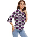 Hackers Town Void Mantis Hexagon Asexual Ace Pride Flag Women s Quarter Sleeve Pocket Shirt View2