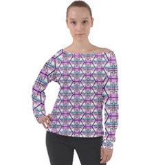 Hackers Town Void Mantis Hexagon Bigender Pride Flag Off Shoulder Long Sleeve Velour Top by WetdryvacsLair