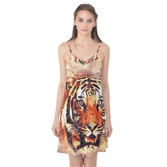 Tiger-portrait-art-abstract Camis Nightgown by Jancukart