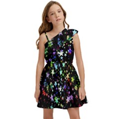 Christmas-star-gloss-lights-light Kids  One Shoulder Party Dress by Jancukart