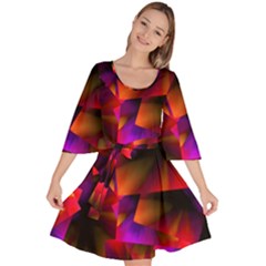 Squares Motif Geometric Pattern Velour Kimono Dress by dflcprintsclothing