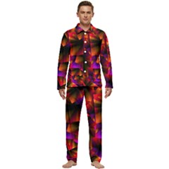 Squares Motif Geometric Pattern Men s Long Sleeve Velvet Pocket Pajamas Set by dflcprintsclothing