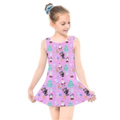 Pink Krampus Christmas Kids  Skater Dress Swimsuit by NerdySparkleGoth