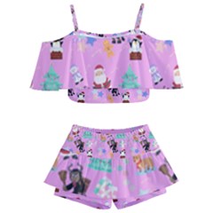 Pink Krampus Christmas Kids  Off Shoulder Skirt Bikini by NerdySparkleGoth