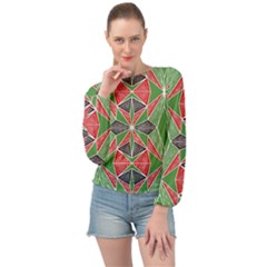 Abstract Pattern Geometric Backgrounds  Banded Bottom Chiffon Top by Eskimos