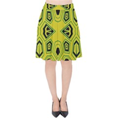 Abstract Pattern Geometric Backgrounds  Velvet High Waist Skirt by Eskimos